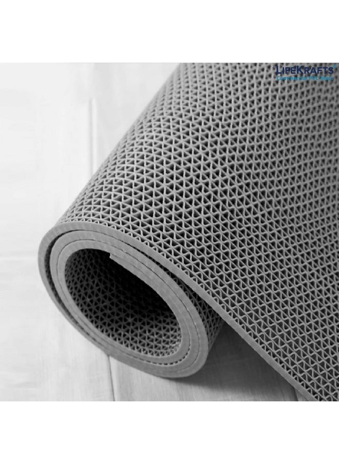 Lifekrafts Lifekrafts Multipurpose Commercial PVC Floor Mat for Entryways, Kitchen and Swimming Pool | Dirt/Mud Trapper Heavy Duty Non Slip/Anti Slip mat | 2ft x 3ft Grey |  - Image 1