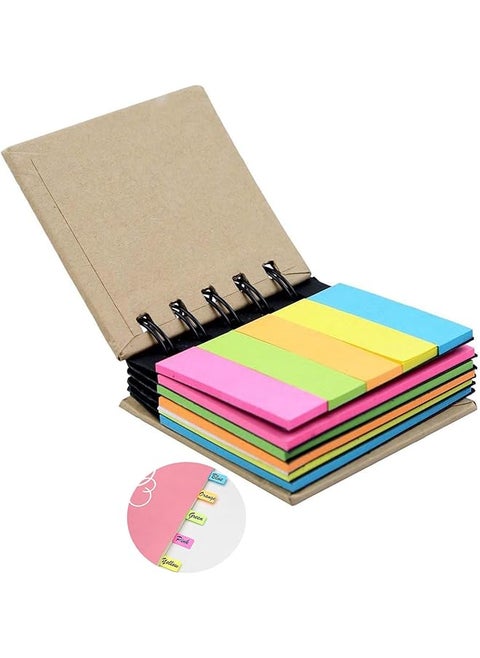 5 Color Sticky Notes Paper Sticky Note Set With Spiral Binding Tabs Stickers Pocket Size Spiral Sticky Note Pad Assorted Primary Colors 125 Sticky Notes + 125 Color Strips