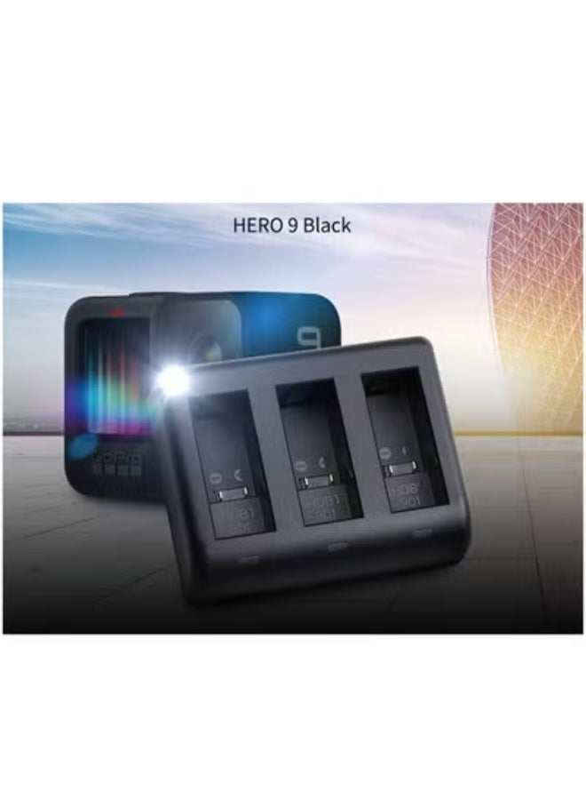 Fb Triple-Slot Battery Charger for GoPro 12, 11, 10 - Includes Charging Cable - Image 1