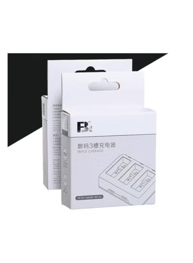 Fb Triple-Slot Battery Charger for GoPro 12, 11, 10 - Includes Charging Cable - Image 4