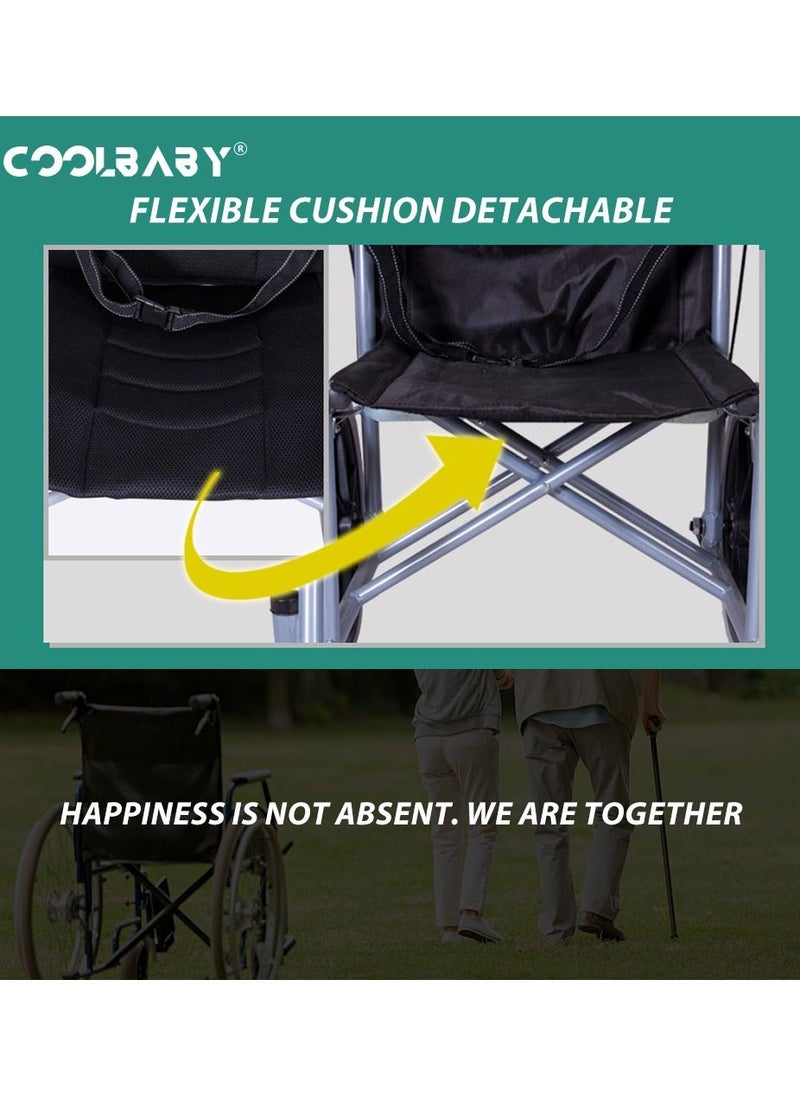 Cool Baby Thickened Steel Pipe Old People Wheelchair Foldable Lightweight With Handbrakes  - Image 5