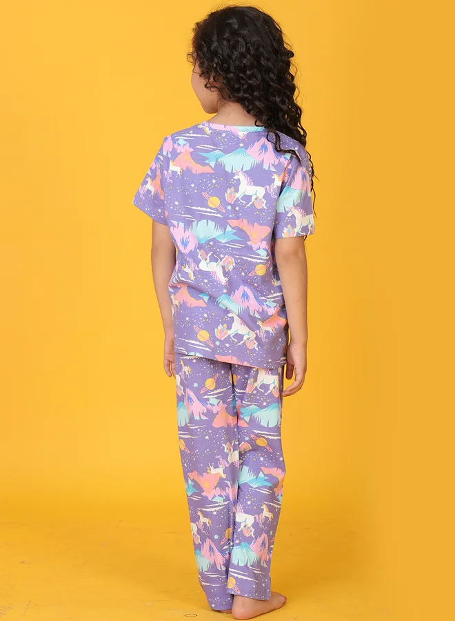 Anthrilo Anthrilo All-Over Unicorn Print T-Shirt and Pyjama Set