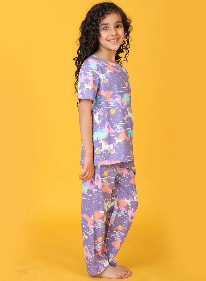 Anthrilo Anthrilo All-Over Unicorn Print T-Shirt and Pyjama Set