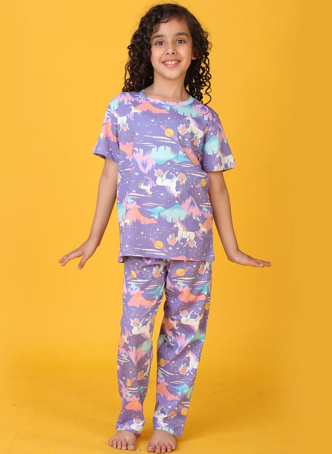 Anthrilo Anthrilo All-Over Unicorn Print T-Shirt and Pyjama Set