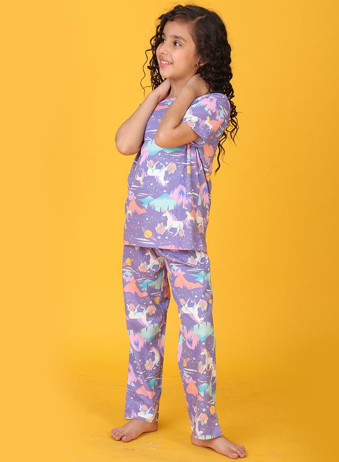 Anthrilo All-Over Unicorn Print T-Shirt and Pyjama Set - Image 1