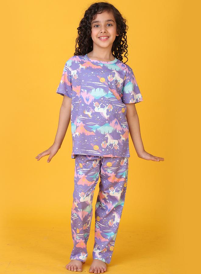 Anthrilo All-Over Unicorn Print T-Shirt and Pyjama Set - Image 3