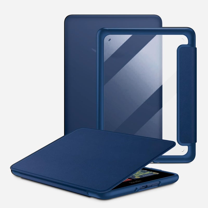 Moca Case for 7 Inch Kindle Paperwhite 12th Gen 2024 and Signature Edition, Slim Shockproof Clear Back Cover, Auto Sleep/Wake Protective Case (Navy Blue) - Image 1