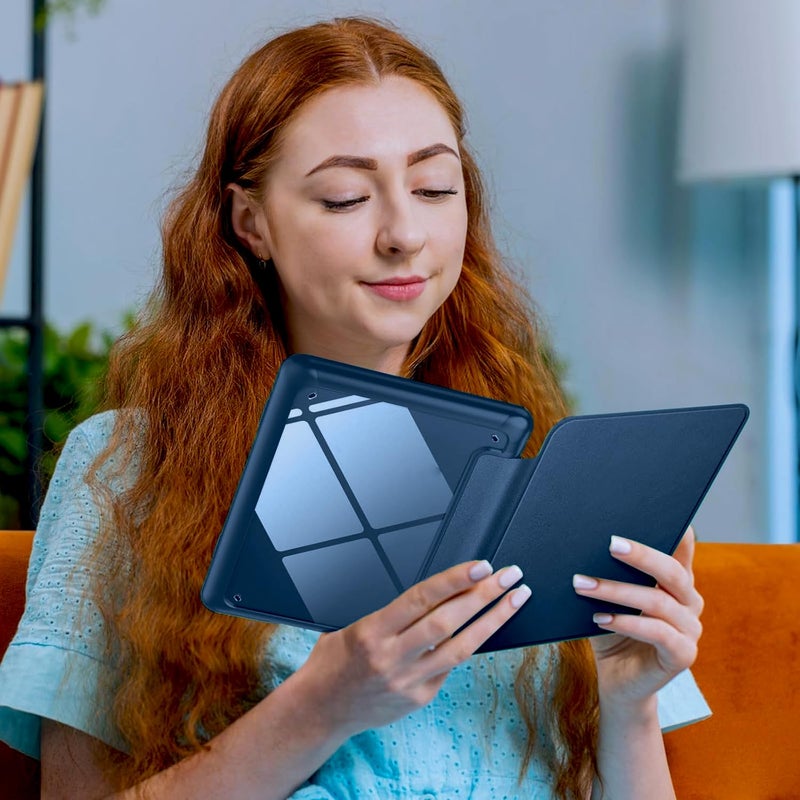 Moca Case for 7 Inch Kindle Paperwhite 12th Gen 2024 and Signature Edition, Slim Shockproof Clear Back Cover, Auto Sleep/Wake Protective Case (Navy Blue) - Image 2