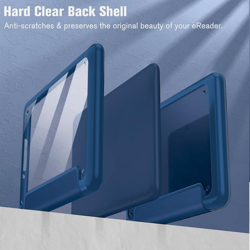Moca Case for 7 Inch Kindle Paperwhite 12th Gen 2024 and Signature Edition, Slim Shockproof Clear Back Cover, Auto Sleep/Wake Protective Case (Navy Blue) - Image 4
