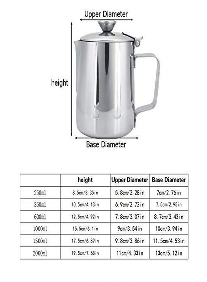 Fdit Milk Frother Cup, Stainless Steel Milk Frother Steamer Cup with Lid Coffee Cup Mug for Espresso Coffee Cappuccino Latte Art for Office Kitchen(350mL) - Image 2