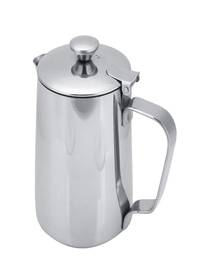 Fdit Milk Frother Cup, Stainless Steel Milk Frother Steamer Cup with Lid Coffee Cup Mug for Espresso Coffee Cappuccino Latte Art for Office Kitchen(350mL) - Image 1