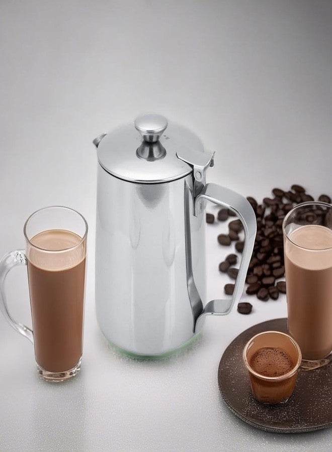 Fdit Milk Frother Cup, Stainless Steel Milk Frother Steamer Cup with Lid Coffee Cup Mug for Espresso Coffee Cappuccino Latte Art for Office Kitchen(350mL) - Image 5