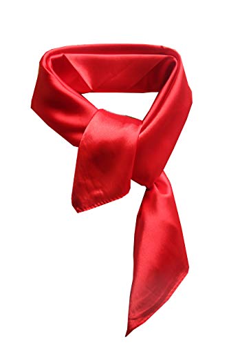 Nania Silk square scarf pure color head scarf blend neckerchief (Red) - Image 1