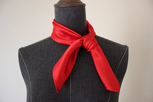 Nania Silk square scarf pure color head scarf blend neckerchief (Red) - Image 2