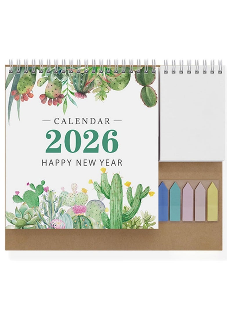 saykfoe 2026 Desk Calendar with Note Pad and Sticker Twin-Coil Binding 12 Month Runs Jan to Dec for Daily Scheduling Task Management - Image 1
