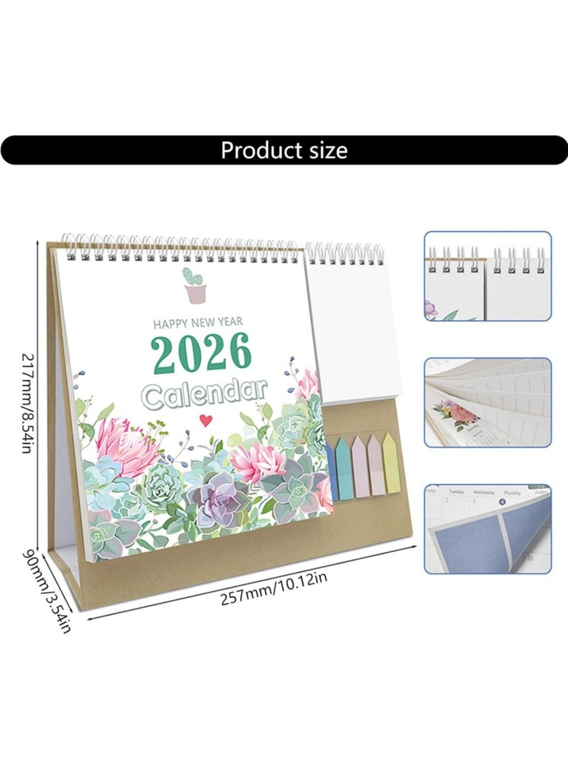 saykfoe 2026 Desk Calendar with Note Pad and Sticker Twin-Coil Binding 12 Month Runs Jan to Dec for Daily Scheduling Task Management - Image 3