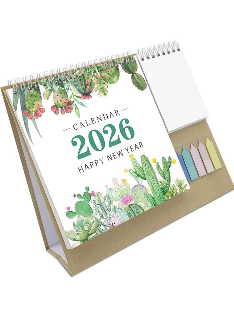 saykfoe 2026 Desk Calendar with Note Pad and Sticker Twin-Coil Binding 12 Month Runs Jan to Dec for Daily Scheduling Task Management - Image 4