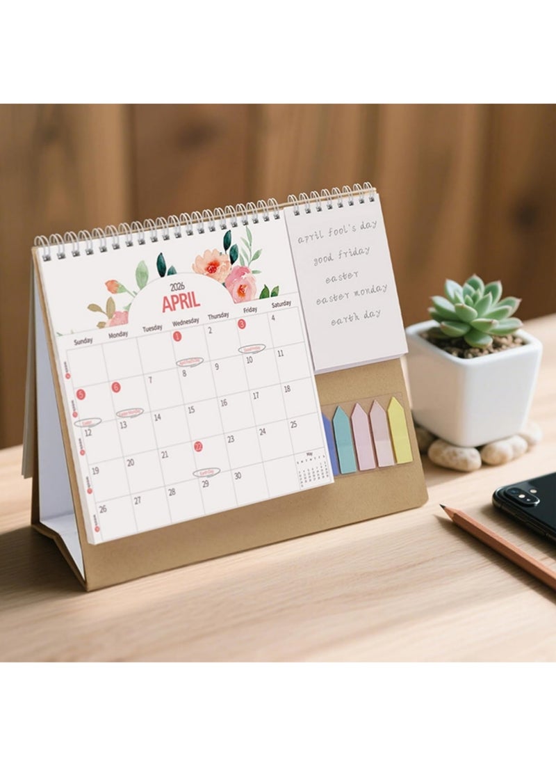 saykfoe 2026 Desk Calendar with Note Pad and Sticker Twin-Coil Binding 12 Month Runs Jan to Dec for Daily Scheduling Task Management - Image 5