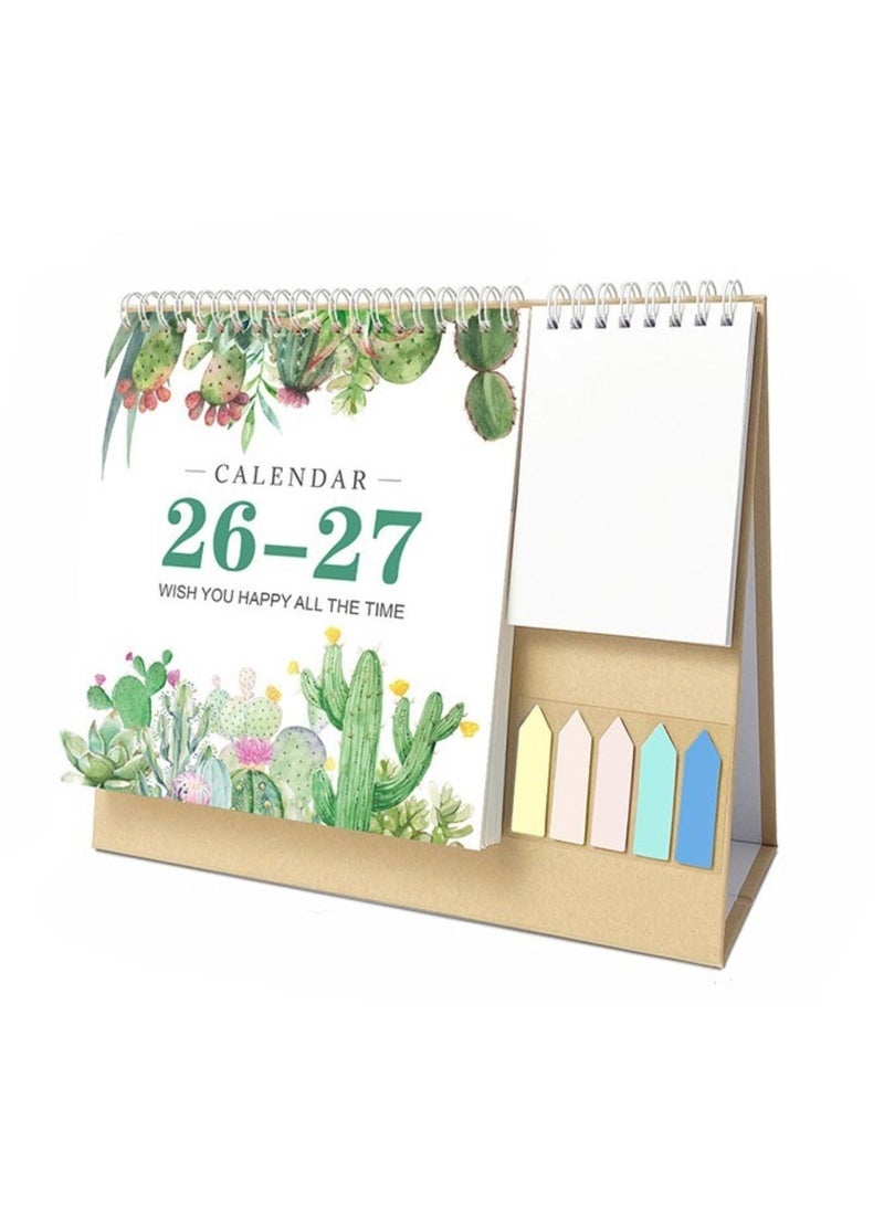 saykfoe 2026 - 2027 Desk Calendar with Note Pad and Sticker Twin-Coil Binding 12 Month Runs July 2026 to June 2027 for Daily Scheduling Task Management - Image 1