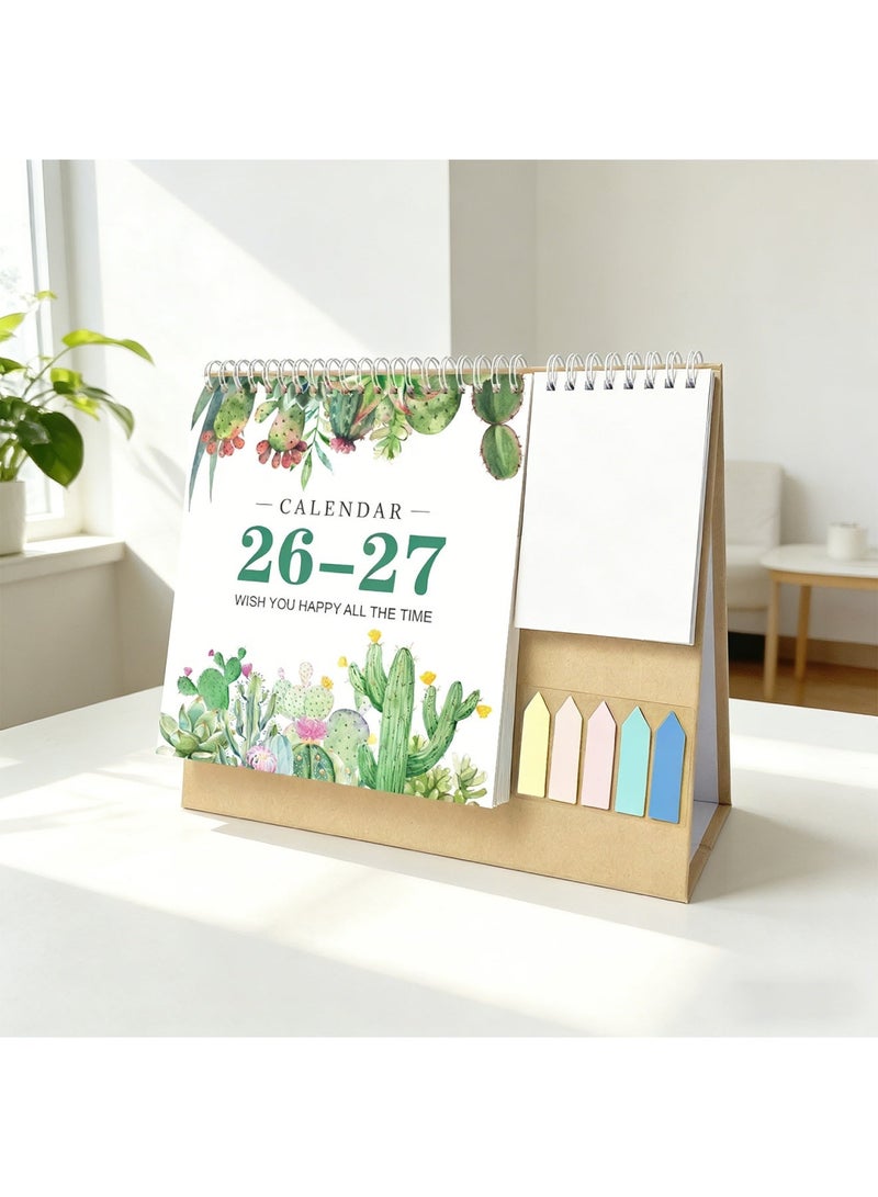 saykfoe 2026 - 2027 Desk Calendar with Note Pad and Sticker Twin-Coil Binding 12 Month Runs July 2026 to June 2027 for Daily Scheduling Task Management - Image 4