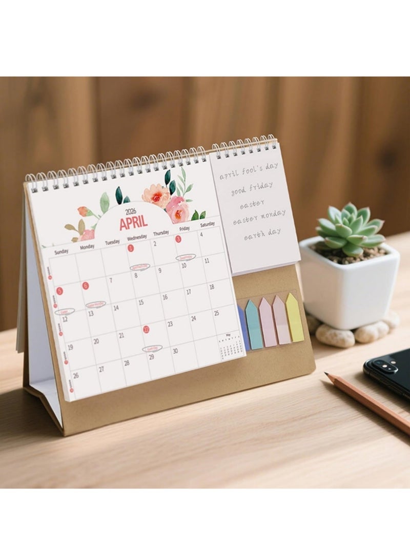 saykfoe 2026 - 2027 Desk Calendar with Note Pad and Sticker Twin-Coil Binding 12 Month Runs July 2026 to June 2027 for Daily Scheduling Task Management - Image 5
