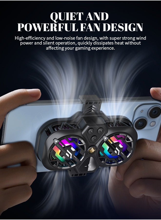 Generic - RGB Phone Cooler, Adjustment Phone Radiator, Portable Mobile Cooling Fan with Temperature Display, Suitable for Mobile Gaming Tiktok Live Streaming - Image 1