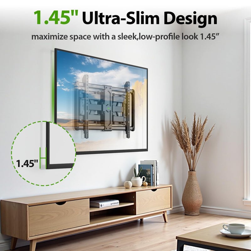 USX Mount Ultra Slim TV Wall Mount for 37-90 inch TVs, Low Profile Full Motion TV Mount with Swivel Articulating Dual Arms, Wall Bracket for Max VESA 600x400mm Holds 120lbs, Fits 16"/18"/24" Studs - Image 2