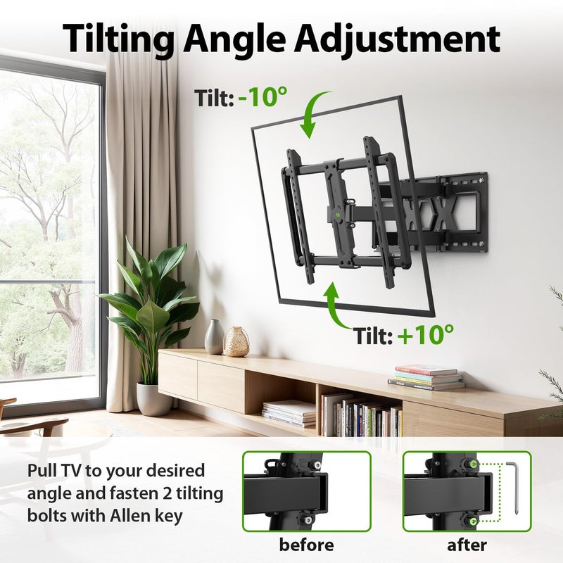 USX Mount Ultra Slim TV Wall Mount for 37-90 inch TVs, Low Profile Full Motion TV Mount with Swivel Articulating Dual Arms, Wall Bracket for Max VESA 600x400mm Holds 120lbs, Fits 16"/18"/24" Studs - Image 3