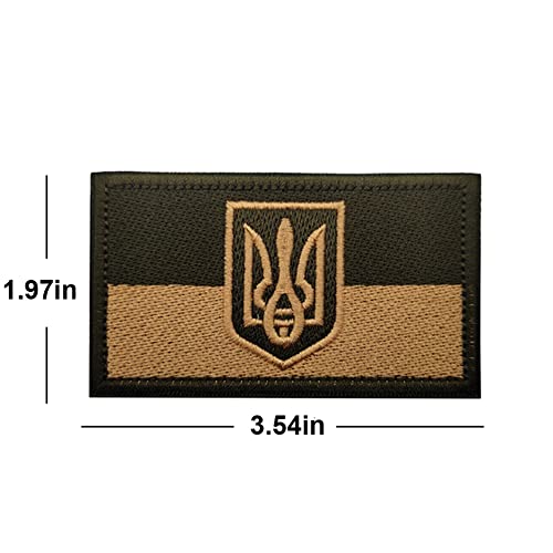 Beifeitu 2Pcs Ukraine Flag Morale Embroidered Patches Loop Hook Fastener Ukrainian States Tactical Military Applique sew on Emblem Badges Decorative Shoulder Armband DIY Patch (Brown) - Image 2
