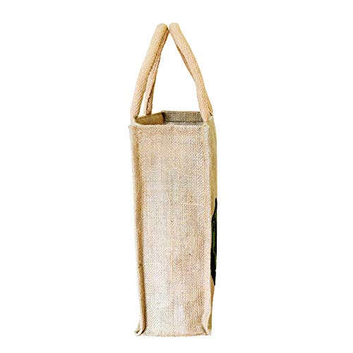 Sangra Stylish Printed Love Earth Unisex Multipurpose Jute Tote Lunch Bag with Zipper - Image 3