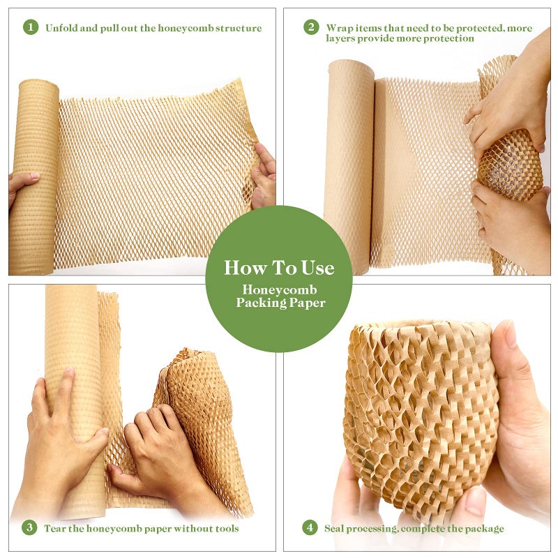 Aspamms Honeycomb Packing Paper, 15" x 131' Packing Paper Substitute Alternative for Bubble Cushioning Wrap for Moving Shipping Packaging, Recyclable Moving Supplies Bubble Packing Wrap Protective Roll - Image 4