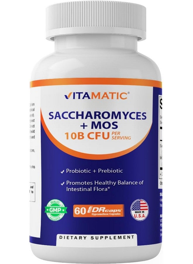 Vitamatic Saccharomyces Boulardii Probiotic 10B per Serving + Yeast Extract (MOS Yeast Fraction) 300 mg - 60 DR Capsules - Made in The USA - Image 1