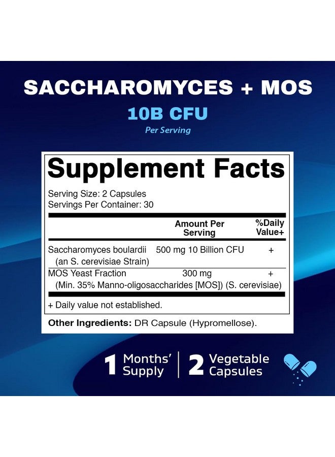 Vitamatic Saccharomyces Boulardii Probiotic 10B per Serving + Yeast Extract (MOS Yeast Fraction) 300 mg - 60 DR Capsules - Made in The USA - Image 2