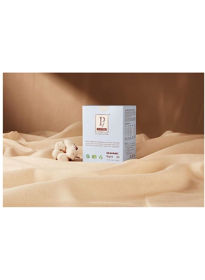PLASTFREE Organic Night Sanitary Pads Single Pack 10 Pads - Image 5