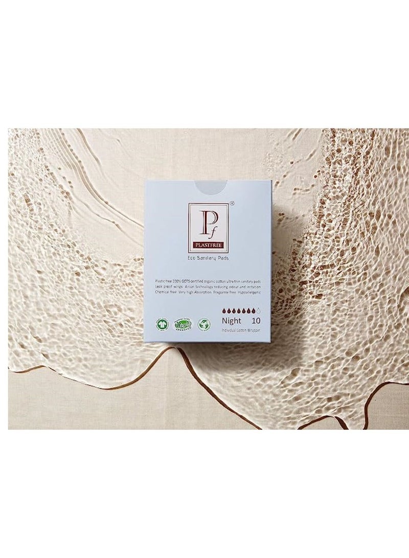 PLASTFREE Organic Night Sanitary Pads Single Pack 10 Pads - Image 3