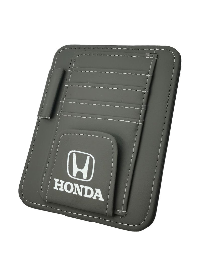 Honda Car Sun Visor Organizer PU Leather Ticket Holder Clip Car Glasses Holder Clip Car Card Wallet for Honda GRAY - Image 2