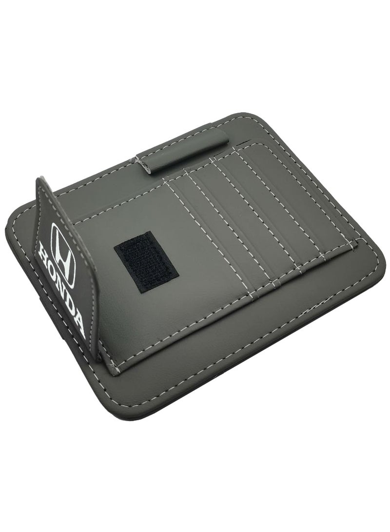 Honda Car Sun Visor Organizer PU Leather Ticket Holder Clip Car Glasses Holder Clip Car Card Wallet for Honda GRAY - Image 3
