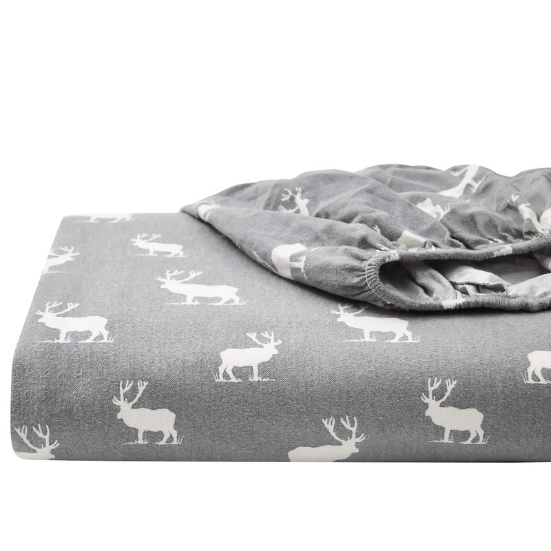 Eddie Bauer - Flannel Sheets Twin Size, Anti-Pilling & Wrinkle Resistant Cotton, Touchably Soft for All-Season Comfort - Bed Sheets with Matching Pillowcase & Fitted Sheet (Elk Grove Grey) - Image 3