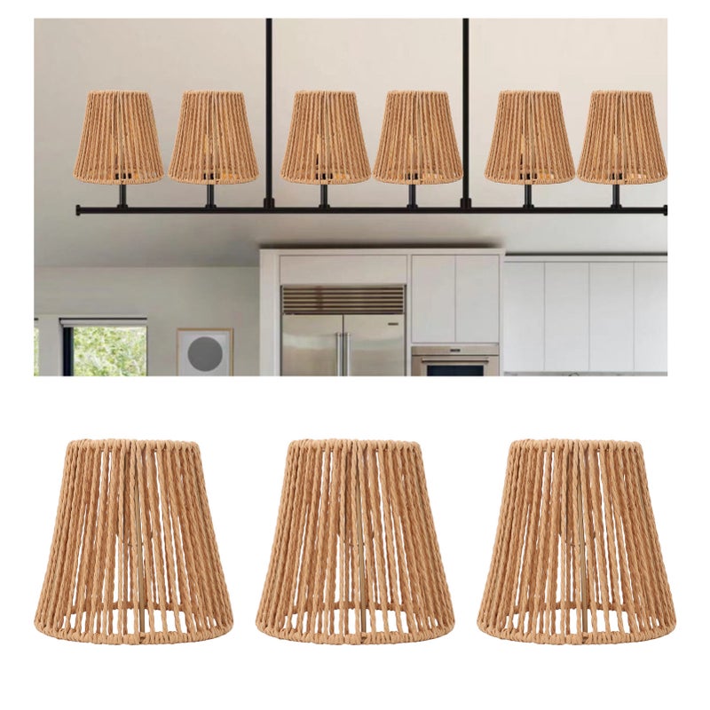 3pcs Small Lamp Shades Replacement Woven Lampshade for Floor Lamps Pendant Light Chandelier - Image 4