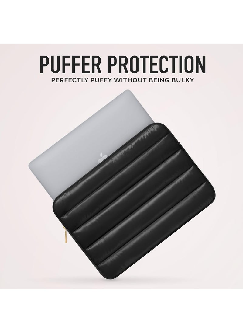 Rock Pow Puffy Laptop Sleeve 13-14 Inch Laptop Sleeve Beige Laptop Sleeve for Women Cute Carrying Case Laptop Cover for MacBook Pro 14 Inch Laptop Sleeve MacBook Air M2 Sleeve 13 Inch iPad Pro 12.9  - Image 2