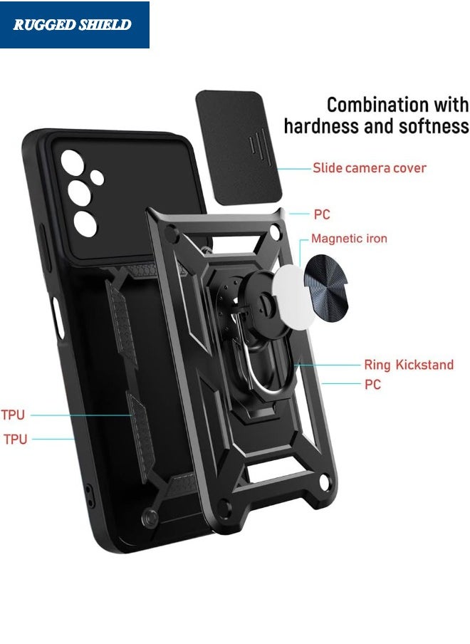 RUGGED SHIELD HUAWEI Nova Y71/Y70 Back Cover, Nova Y71/Y70 Case with Slide Camera Cover, Heavy Duty Shockproof Phone Case Cover with Ring Kickstand for HUAWEI Nova Y71/Y70 4G, Black  - Image 2