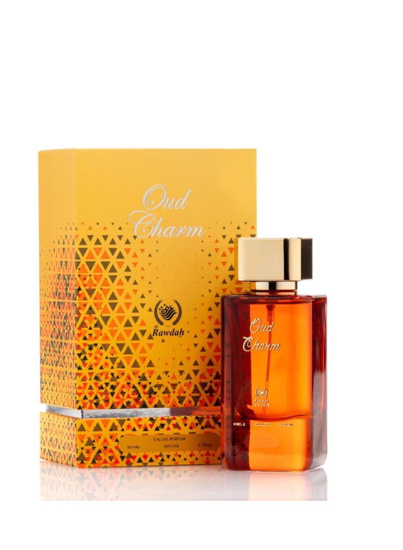 AL RAWDAH عطر عود تشارم من الروضة – عطر خشبي وعنبري للجنسين (80 مل) - Image 1