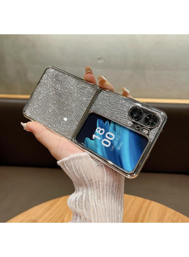 S-TOP Case For OPPO Find N2 Flip PC Side Buckle+Ripples Glitter Paper Full Coverage Phone Case - Image 2