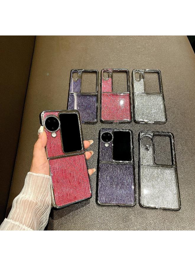 S-TOP Case For OPPO Find N2 Flip PC Side Buckle+Ripples Glitter Paper Full Coverage Phone Case - Image 5