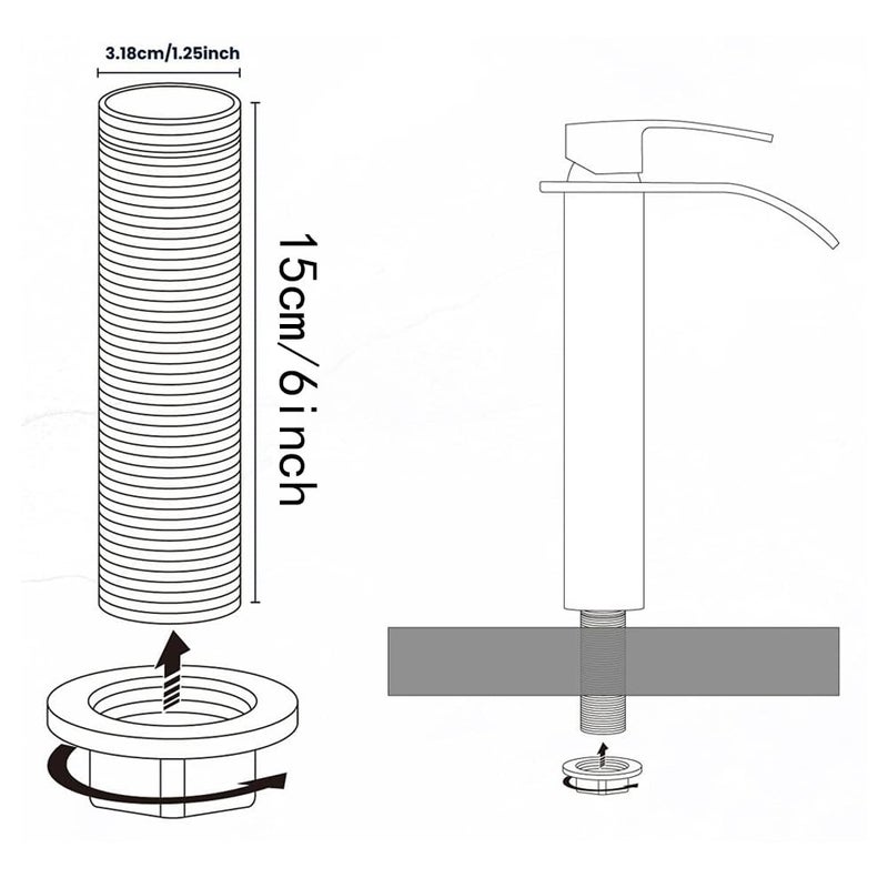 Weirun Faucet Nipple with Locking Nut and Washers 6 inch Extra Length Shank Nuts Faucet Tap Extension Threaded Pipe Mounting Hardware Part 15cm - Image 5
