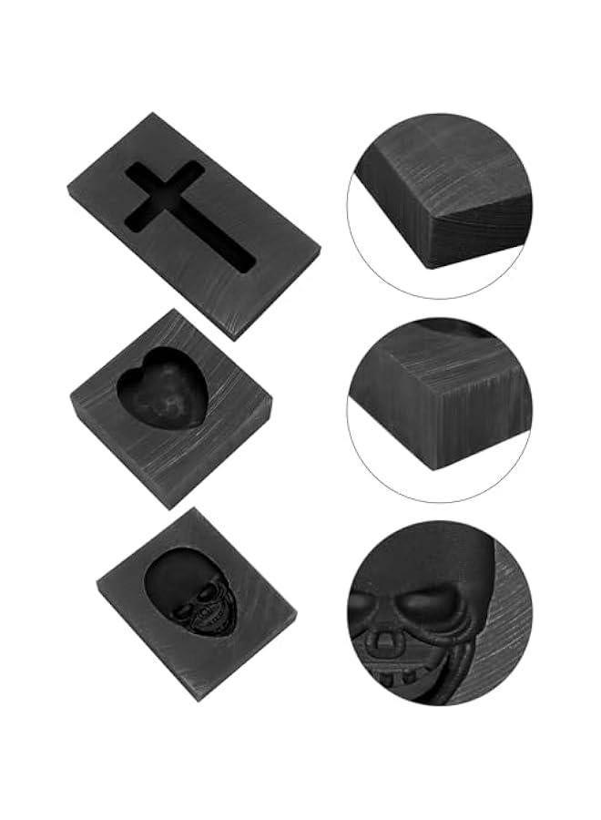 Arabest Graphite Casting Mold Set, 3 Pcs Skull, Cross & Heart Casting Ingot Molds, Metal Refining Scrap Molds, for Smelting Metal Brass Copper Aluminum Zinc Gold  - Image 5