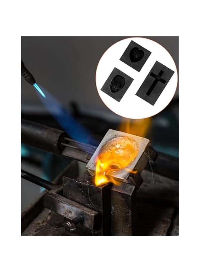 Arabest Graphite Casting Mold Set, 3 Pcs Skull, Cross & Heart Casting Ingot Molds, Metal Refining Scrap Molds, for Smelting Metal Brass Copper Aluminum Zinc Gold  - Image 3