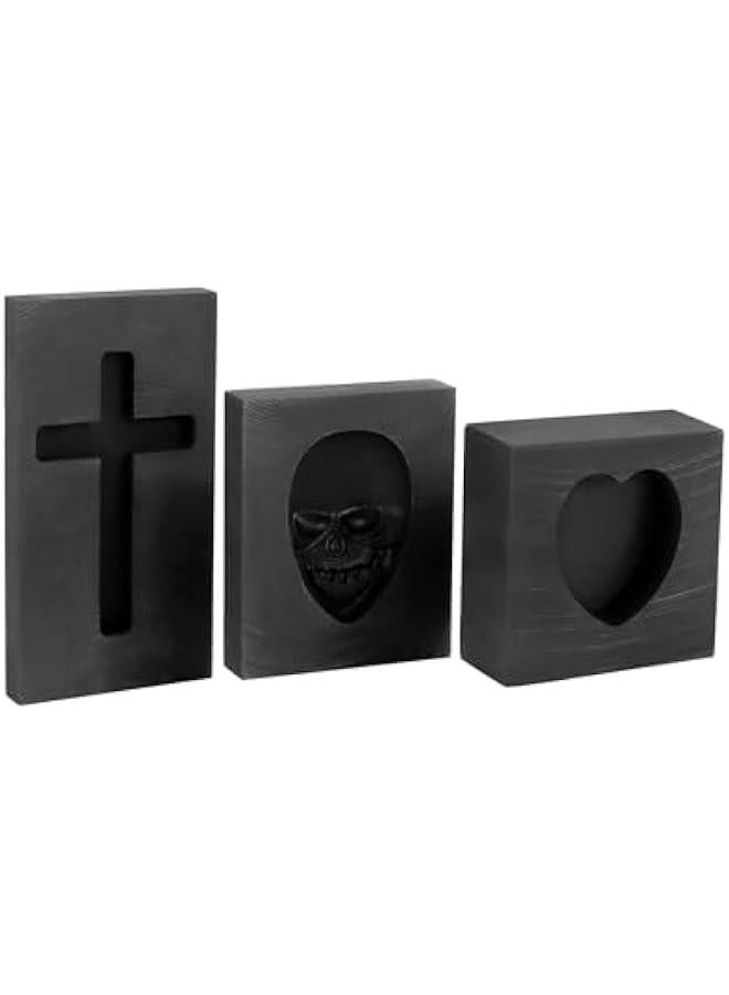 Arabest Graphite Casting Mold Set, 3 Pcs Skull, Cross & Heart Casting Ingot Molds, Metal Refining Scrap Molds, for Smelting Metal Brass Copper Aluminum Zinc Gold  - Image 2