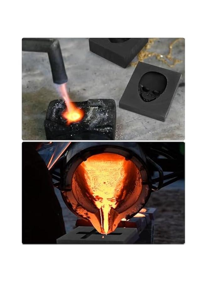 Arabest Graphite Casting Mold Set, 3 Pcs Skull, Cross & Heart Casting Ingot Molds, Metal Refining Scrap Molds, for Smelting Metal Brass Copper Aluminum Zinc Gold  - Image 4