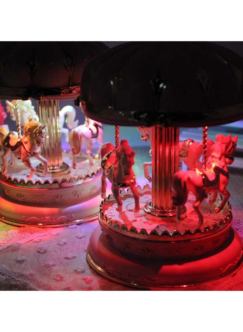 Light Carousel Music Box Music Box Eight Music Box Creative Crafts Interior Decoration Ornaments  - Image 3